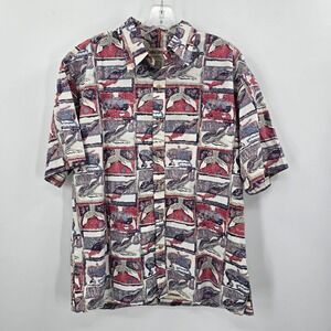 Cooke Street Honolulu Mens Medium Whale Print Hawaiian Shirt Cotton Made in USA